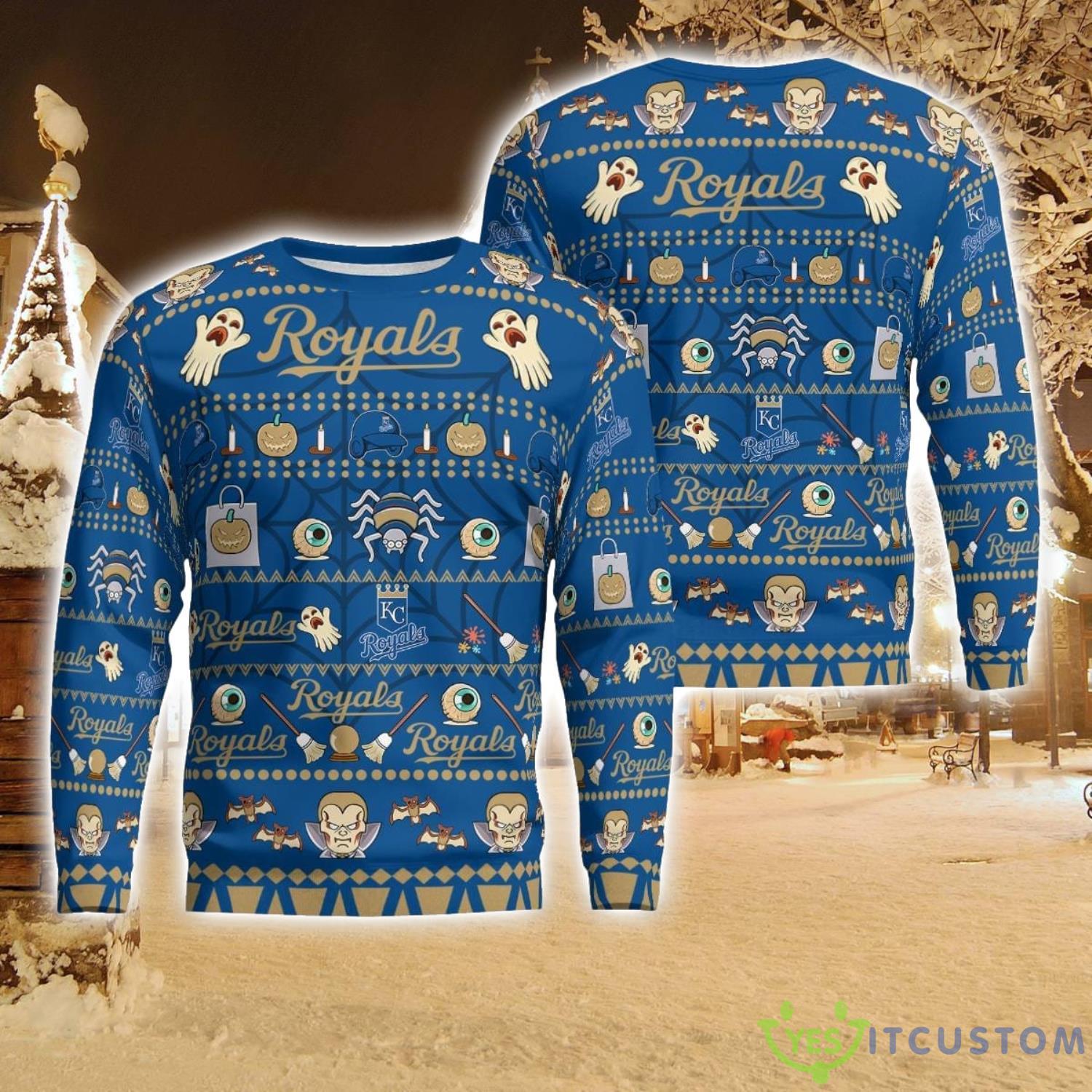 Kansas City Royals Pumpkin Halloween Spooky Ghost Pattern Funny 3D Sweater Men And Women Gift 5 Kansas City Royals Pumpkin Halloween Spooky Ghost Pattern Funny 3D Sweater Men And Women Gift Product Photo 1