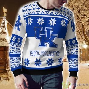 Kentucky Wildcats Logo Big Snowflake Pattern Ugly Christmas Sweater Product Photo 2