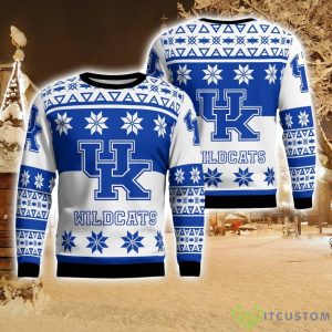Kentucky Wildcats Logo Big Snowflake Pattern Ugly Christmas Sweater Product Photo 1