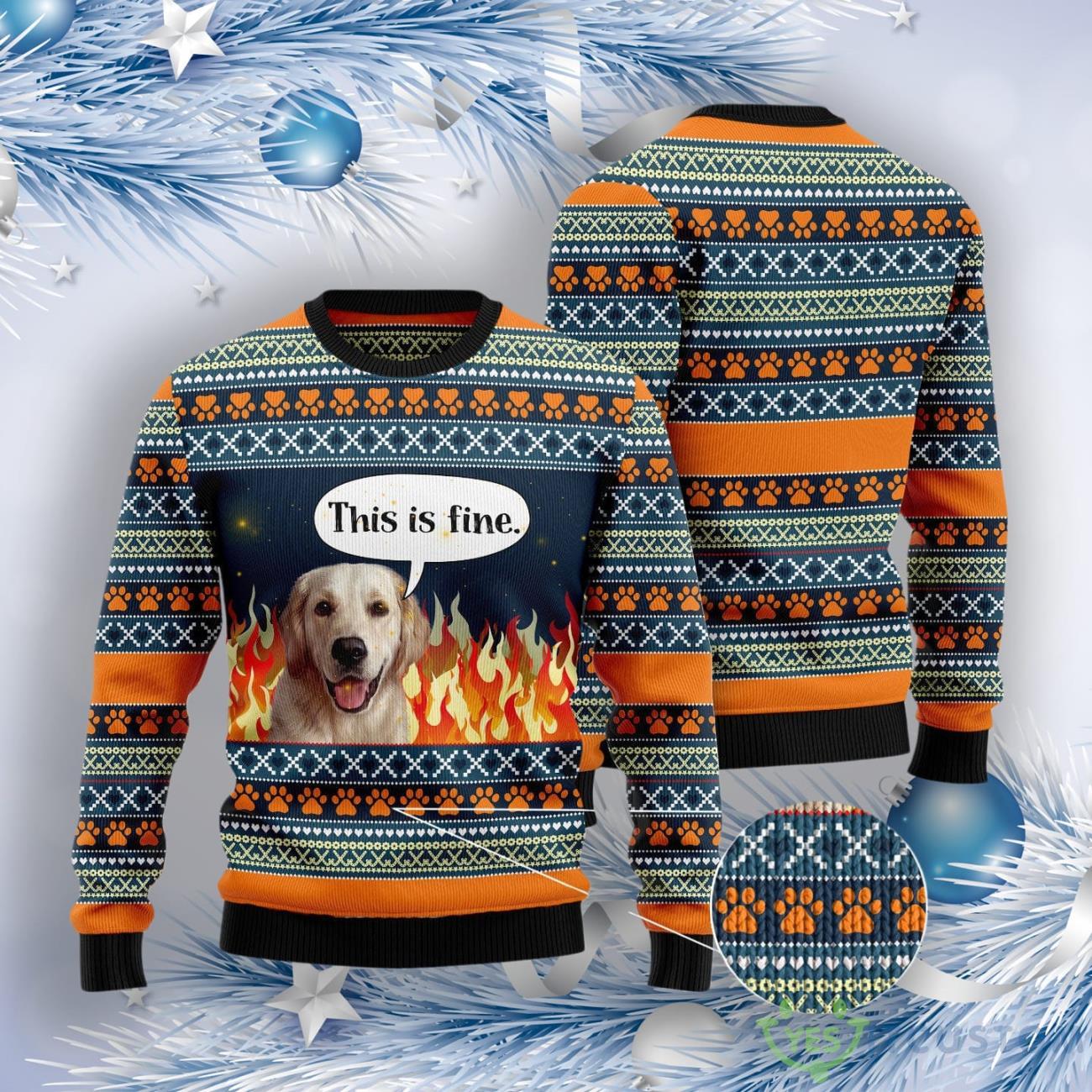 Labrador Retriever Fire Ugly Christmas Sweater 3 Labrador Retriever Fire Ugly Christmas Sweater Product Photo 3