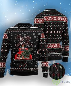 Let It Snow Red Truck Ugly Christmas Sweater Product Photo 3