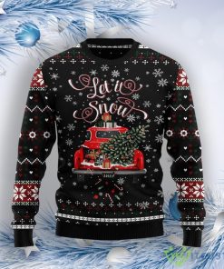 Let It Snow Red Truck Ugly Christmas Sweater Product Photo 1