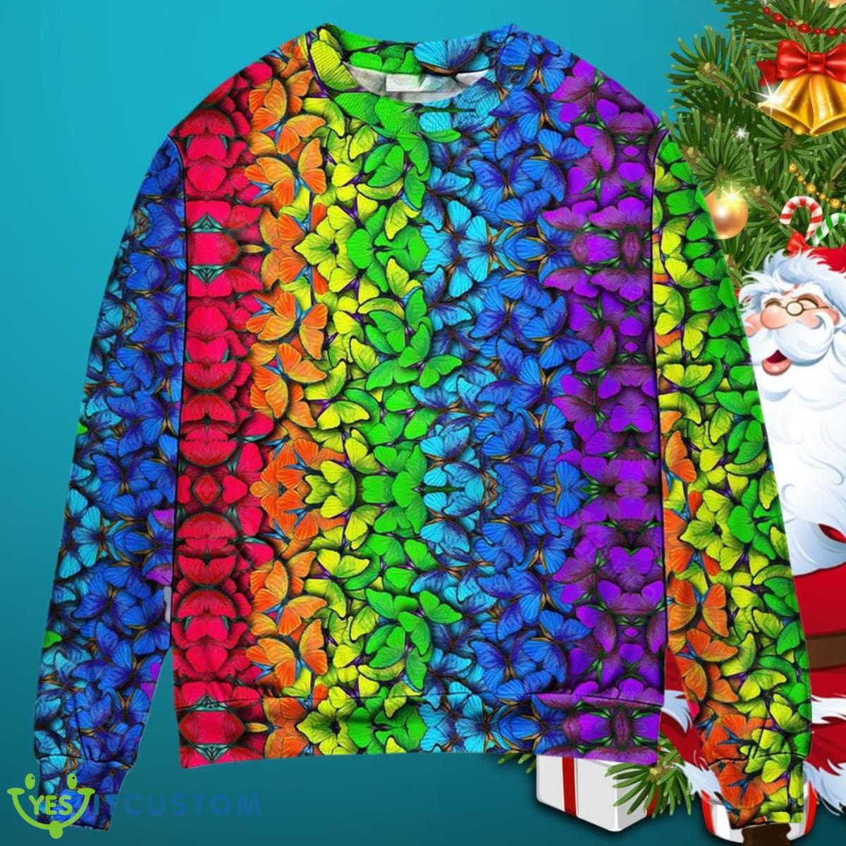 Lgbt Colorful Rainbow Butterfly Ugly Christmas Sweater Special Gift 3 Lgbt Colorful Rainbow Butterfly Ugly Christmas Sweater Special Gift Product Photo 1