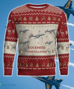 Lockheed Constellation Aircraft Red Ugly Christmas 3D Sweater New Gift Holidays - Lockheed Constellation_Aircraft Ugly Sweater Red_2