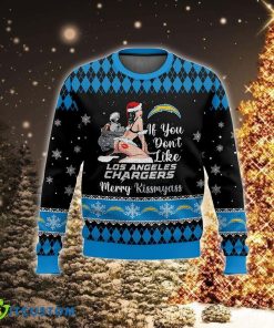 Los Angeles Chargers Kissmyass Snowflake Knitted Sweater Snowflake For Christmas - Los Angeles Chargers Kissmyass Ugly Christmas Sweater For Men And Women Photo 2