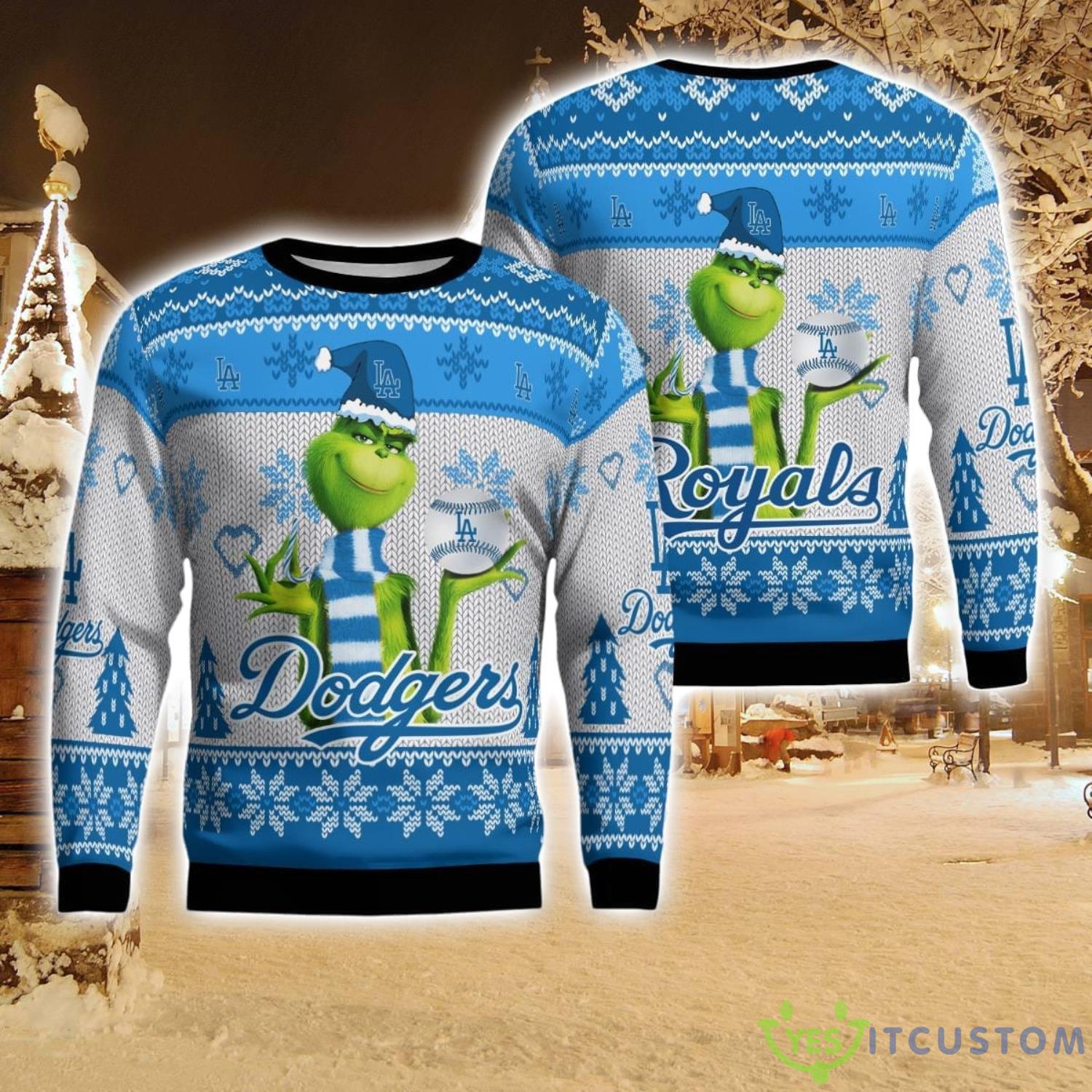 Los Angeles Dodgers Grinch Snowflake Pattern Ugly Sweater Christmas 5 Los Angeles Dodgers Grinch Snowflake Pattern Ugly Sweater Christmas Product Photo 1
