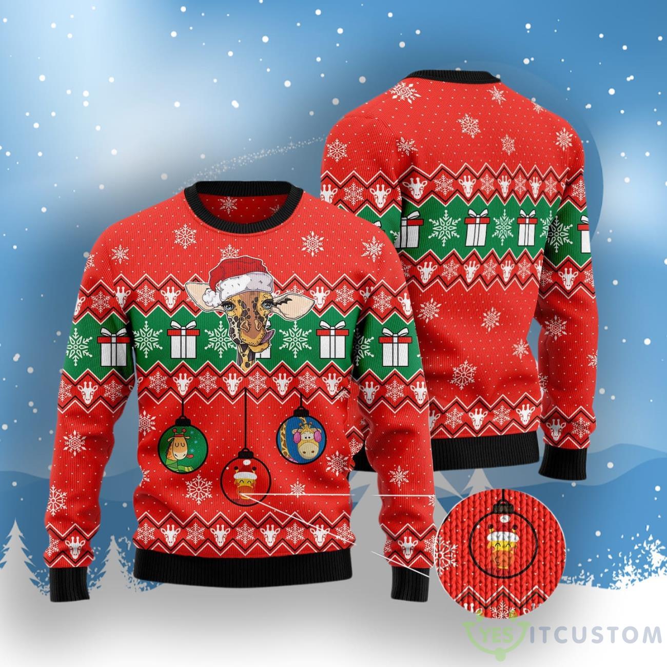 Lovely Giraffe Ugly Christmas Sweater 3 Lovely Giraffe Ugly Christmas Sweater Product Photo 3