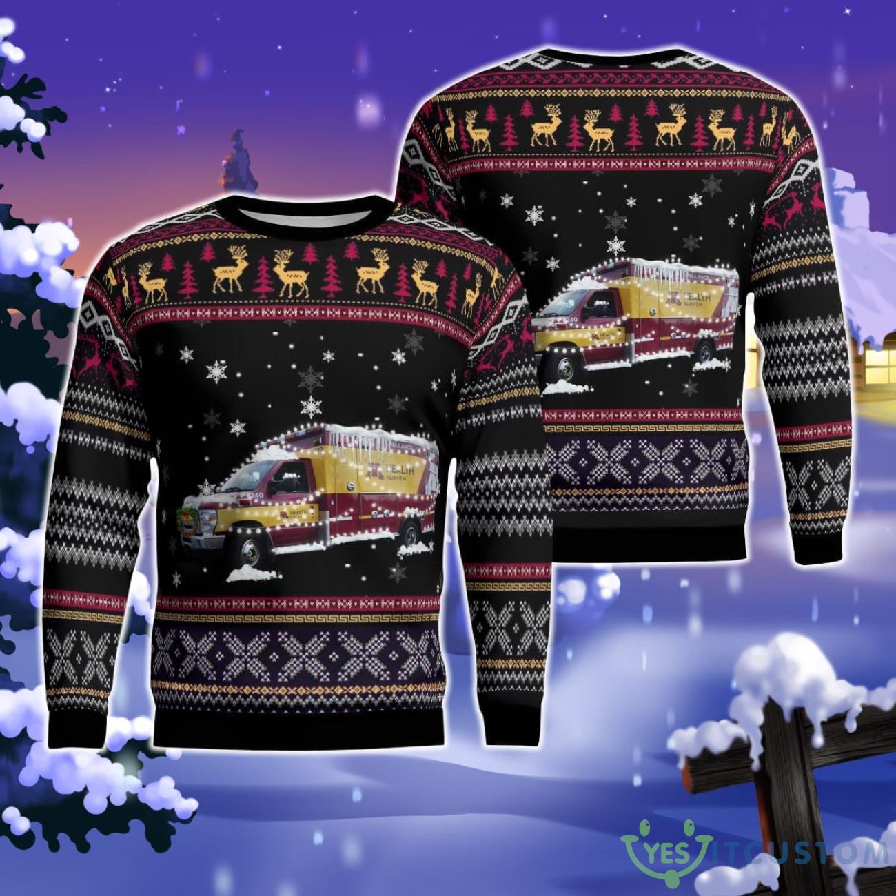 M Health Fairview - EMS Christmas Ugly Sweater 3 M Health Fairview - EMS Christmas Ugly Sweater Product Photo 1