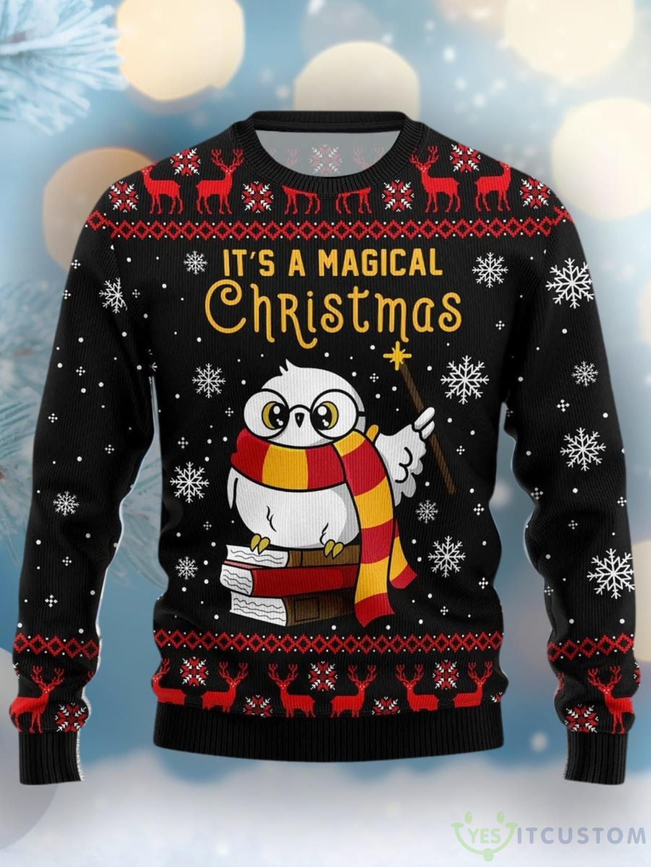 Magic Christmas Funny Print Crew Neck Ugly Sweater 3 Magic Christmas Funny Print Crew Neck Ugly Sweater Product Photo 1