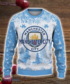 Manchester City 3D Sweater Pine Trees Pattern Ugly Christmas Sweater For Big Fans Product Photo 2