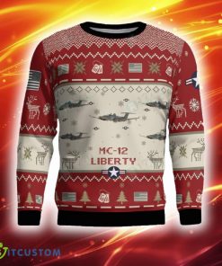 MC 12 Liberty MC12 Aircraft Ugly Sweater Red Hot Trending 2023 Gift For Veteran Christmas - MC 12 Liberty MC12 Aircraft Ugly Sweater Red Photo 2