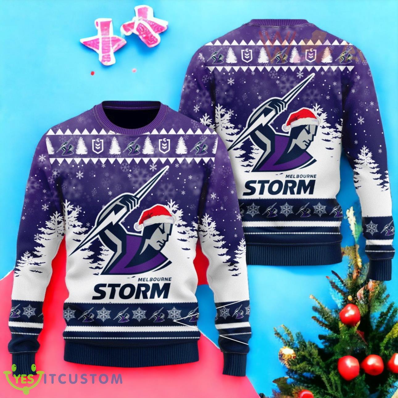 Melbourne Storm 3D Christmas Sweater 2023 3 Melbourne Storm 3D Christmas Sweater 2023 Product Photo 1