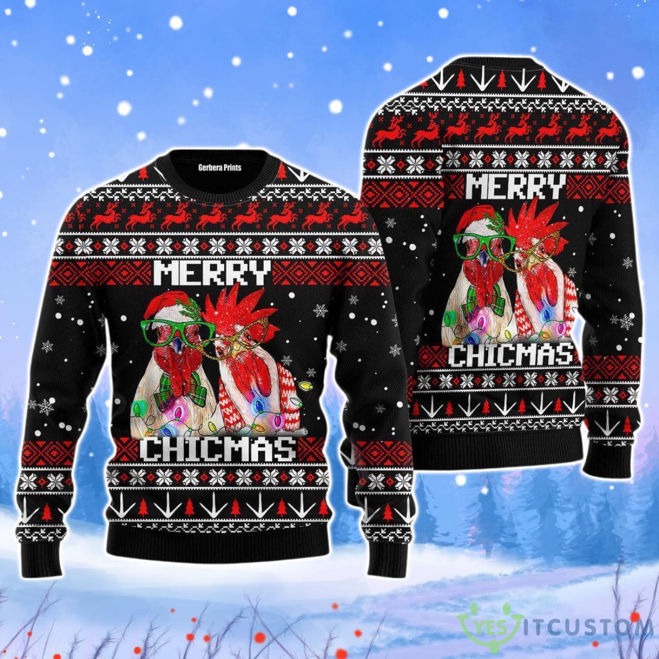 Merry Chickmas Christmas Unisex Ugly Sweater 3 Merry Chickmas Christmas Unisex Ugly Sweater Product Photo 1