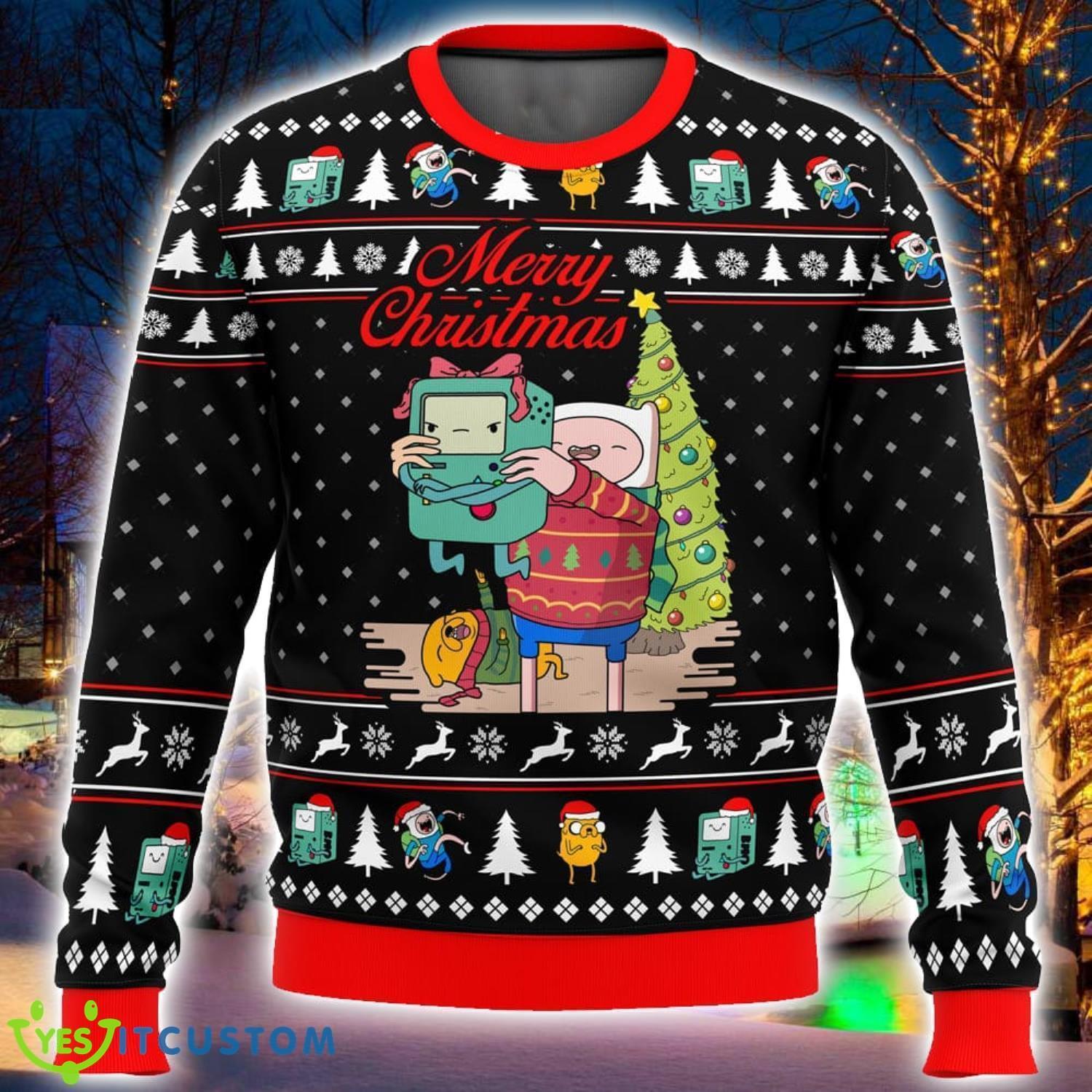 Merry Christmas BMO Finn Aventure Time3D Ugly Christmas Sweater Nice Christmas Gift For Men And Women 7 Merry Christmas BMO Finn Aventure Time3D Ugly Christmas Sweater Nice Christmas Gift For Men And Women Product Photo 1