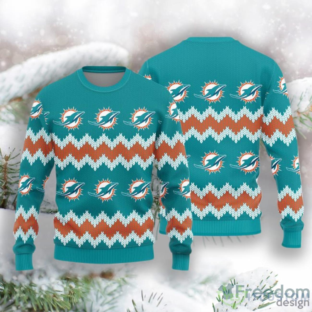 Miami Dolphins Christmas Pattern Unisex Ugly Sweater 3 Miami Dolphins Christmas Pattern Unisex Ugly Sweater Product Photo 1