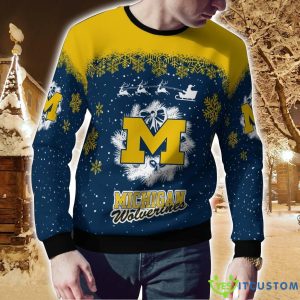 Michigan Wolverines Santa sleigh driving reindeer Pattern Ugly Christmas Sweater Cute Christmas Gift Product Photo 2