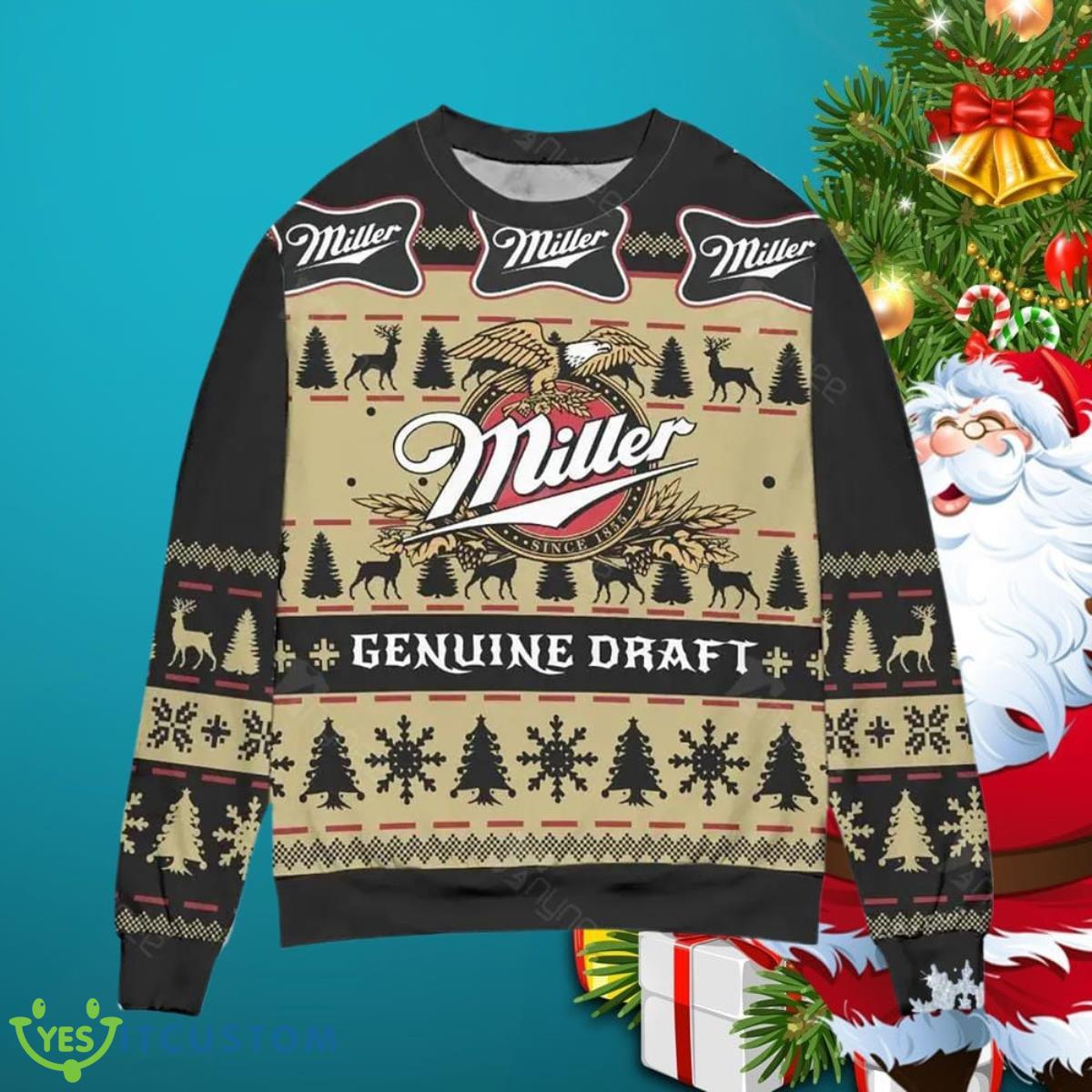 Miller Genuine Draft Snowflake Christmas Ugly Sweater 3 Miller Genuine Draft Snowflake Christmas Ugly Sweater Product Photo 1