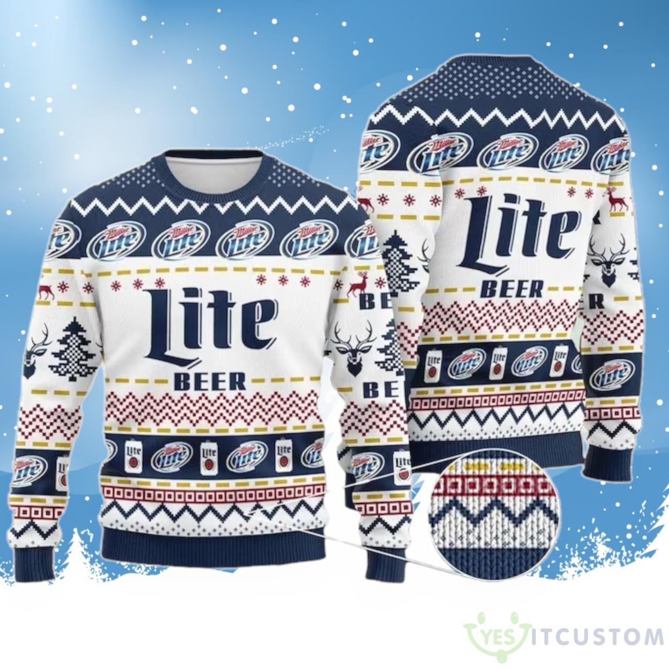 Miller Lite Beer Christmas 3D Ugly Christmas Sweater 3 Miller Lite Beer Christmas 3D Ugly Christmas Sweater Product Photo 1