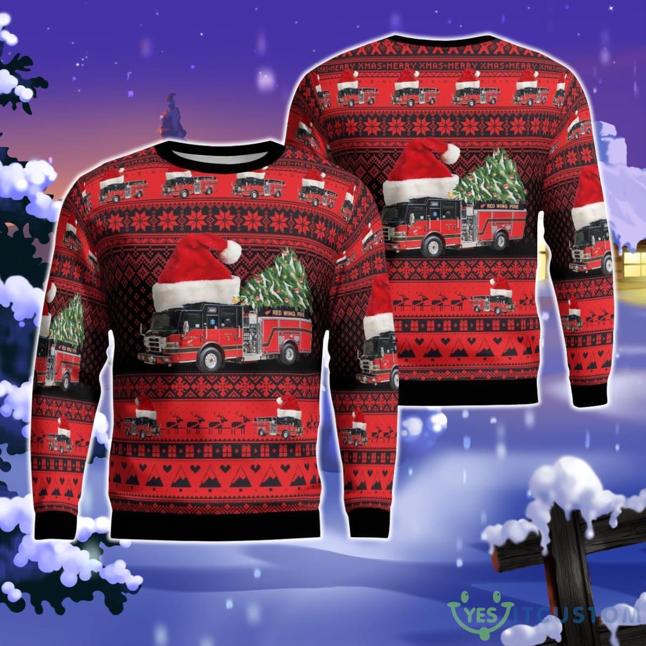Minnesota Red Wing Fire Department Christmas Ugly Sweater 3 Minnesota Red Wing Fire Department Christmas Ugly Sweater Product Photo 1