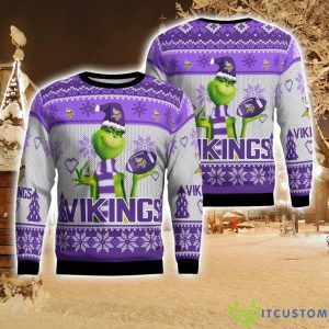 Minnesota Vikings Grinch Snowflake Pattern Ugly Sweater Christmas Product Photo 1