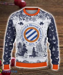 Montpellier HSC 3D Sweater Pine Trees Pattern Ugly Christmas Sweater For Big Fans Product Photo 2
