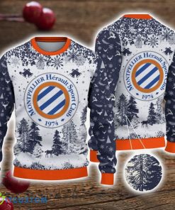 Montpellier HSC 3D Sweater Pine Trees Pattern Ugly Christmas Sweater For Big Fans Product Photo 1