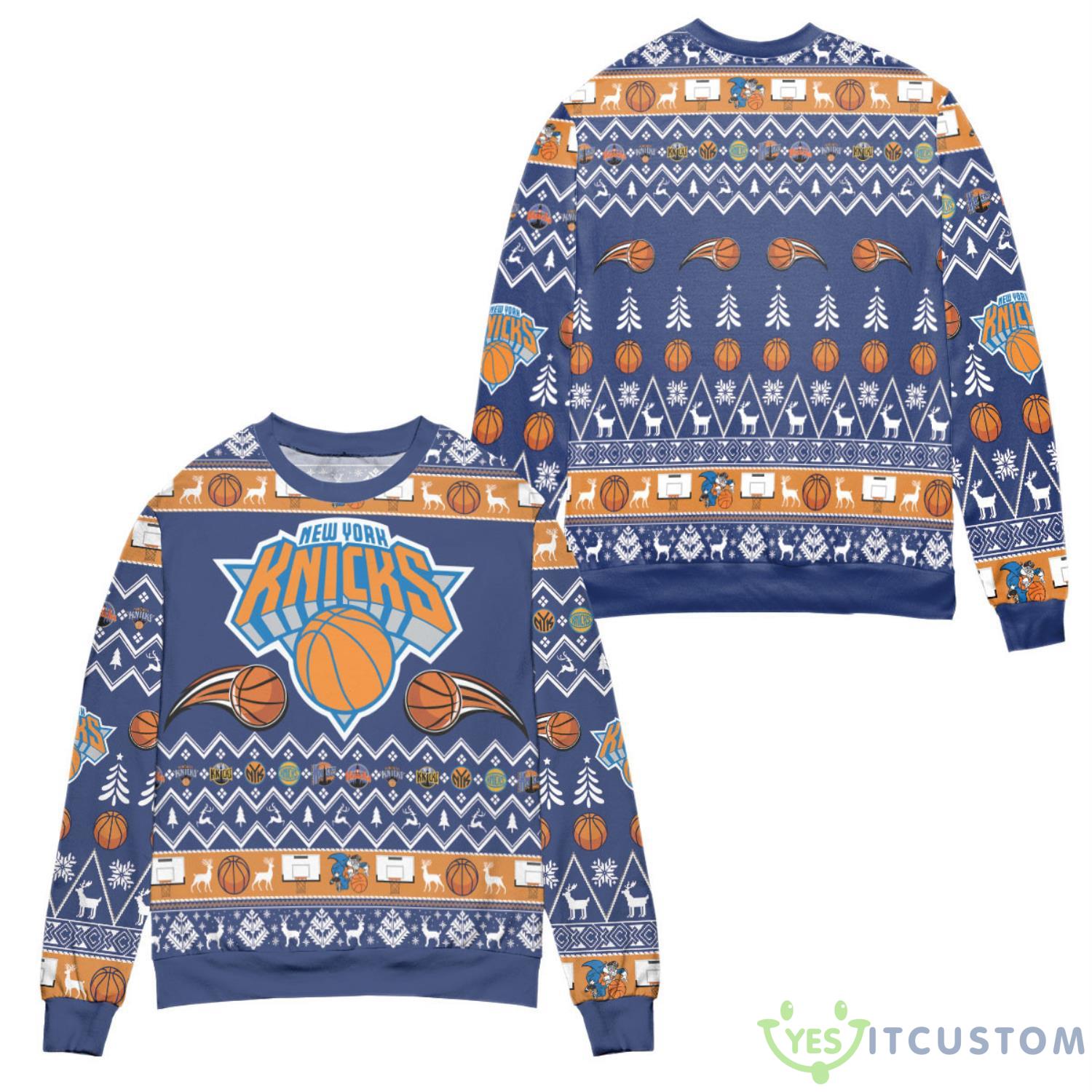New York Knicks Basketball Team Reindeer Pattern Ugly Christmas Sweater Unisex Swweater 5 New York Knicks Basketball Team Reindeer Pattern Ugly Christmas Sweater Unisex Swweater Product Photo 1