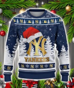 New York Yankees Logo Wearing Santa Hat Christmas Gift Ugly Christmas Sweater For Men And Women Gift Product Photo 2