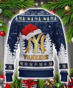 New York Yankees Logo Wearing Santa Hat Christmas Gift Ugly Christmas Sweater For Men And Women Gift Product Photo 3