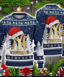 New York Yankees Logo Wearing Santa Hat Christmas Gift Ugly Christmas Sweater For Men And Women Gift Product Photo 1