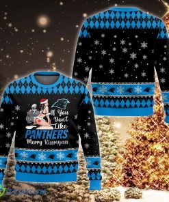 NFL Carolina Panthers Kissmyass Seasonal Knitted 3D Sweater Seasonal For Christmas - NFL Carolina Panthers Kissmyass Ugly Christmas Sweater For Men And Women Photo 1