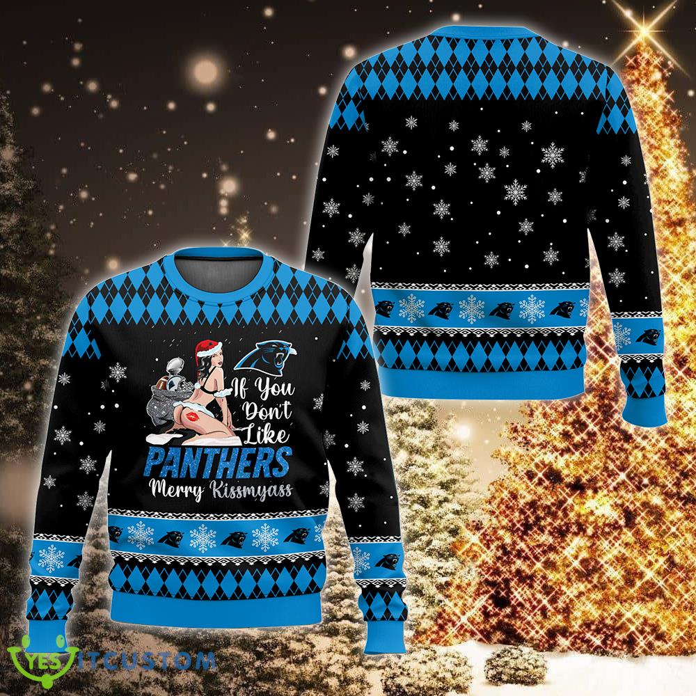 NFL Carolina Panthers Kissmyass Seasonal Knitted 3D Sweater Seasonal For Christmas 5 NFL Carolina Panthers Kissmyass Seasonal Knitted 3D Sweater Seasonal For Christmas - NFL Carolina Panthers Kissmyass Ugly Christmas Sweater For Men And Women Photo 1
