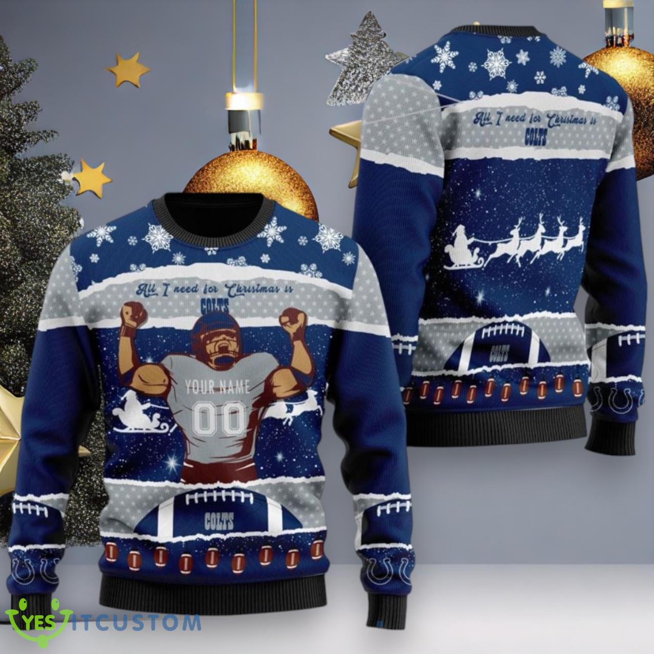 NFL Indianapolis Colts All I Need For Christmas Ugly Sweater Custom Number And Name 3 NFL Indianapolis Colts All I Need For Christmas Ugly Sweater Custom Number And Name Product Photo 1