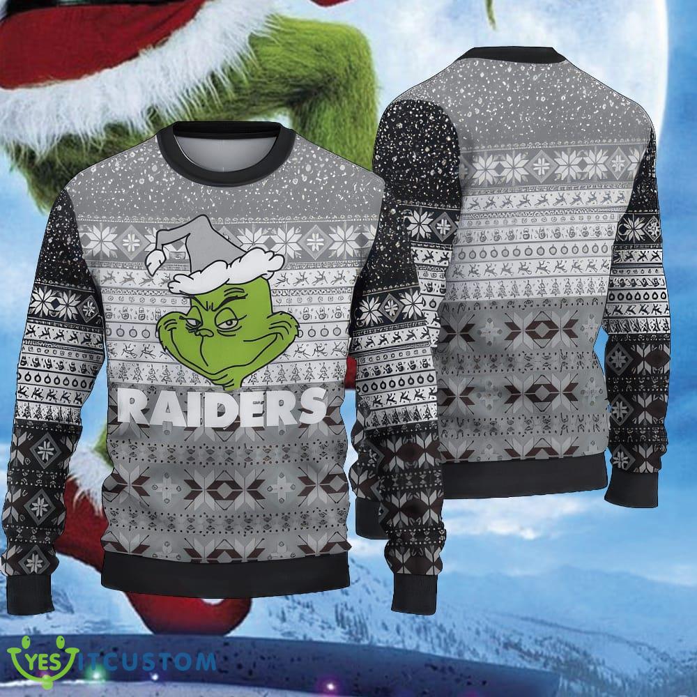 NFL Las Vegas Raiders Grinch Cool Fabric Ugly Christmas Sweater AOP For Men And Women 3 NFL Las Vegas Raiders Grinch Cool Fabric Ugly Christmas Sweater AOP For Men And Women - NFL Las Vegas Raiders Grinch Cool Fabric Ugly Christmas Sweater AOP For Men And Women