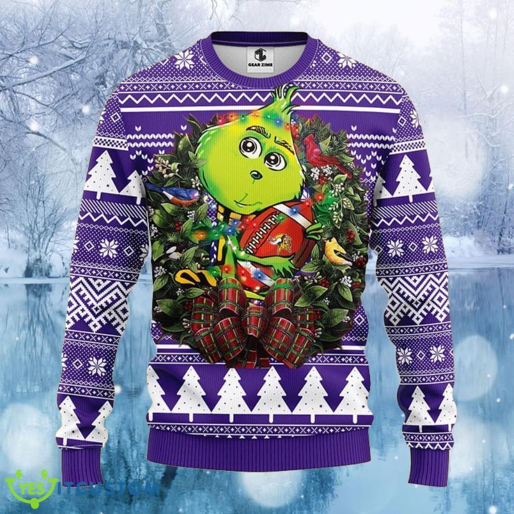 NFL Minnesota Vikings Grinch Hug Christmas Ugly Sweater Gift For Awesome Sweater 3D For Fans 3 NFL Minnesota Vikings Grinch Hug Christmas Ugly Sweater Gift For Awesome Sweater 3D For Fans Product Photo 1