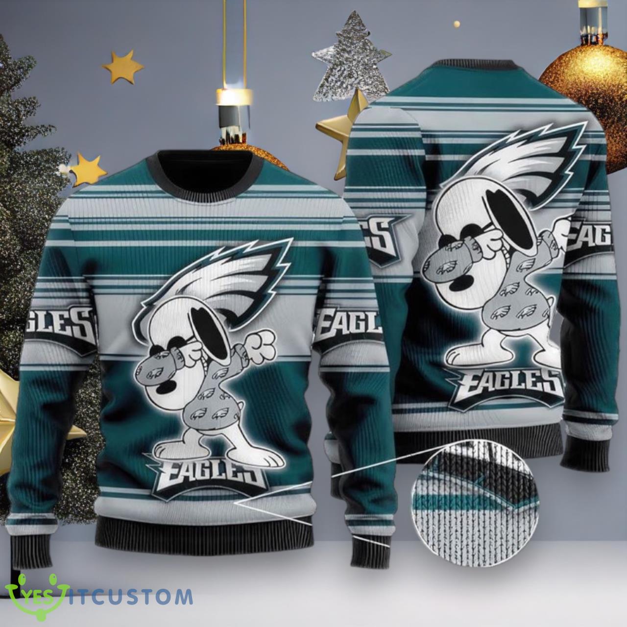 NFL Philadelphia Eagles Snoopy Celebrates His Victory Ugly Christmas Sweater 3 NFL Philadelphia Eagles Snoopy Celebrates His Victory Ugly Christmas Sweater Product Photo 1