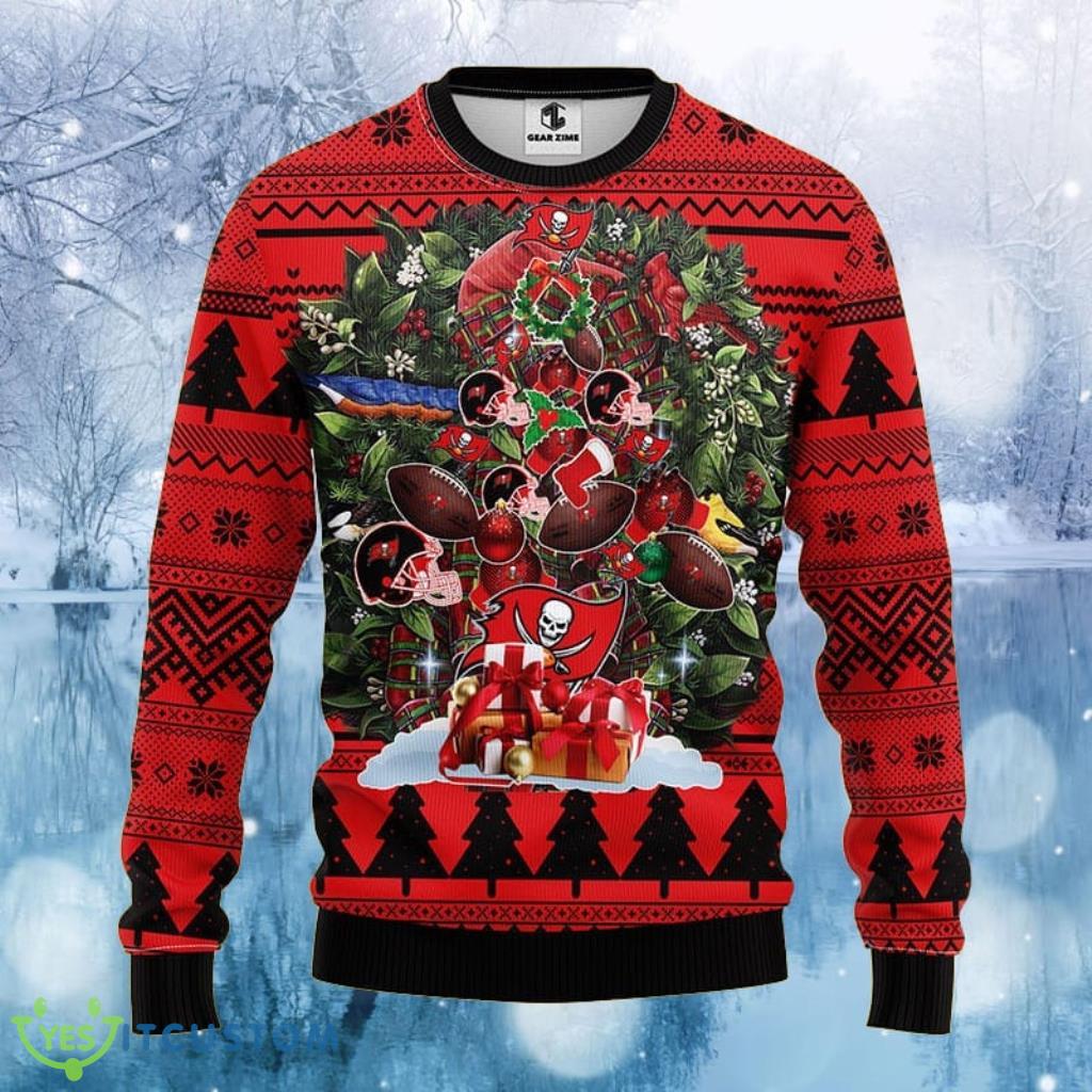NFL Tampa Bay Buccaneers Tree Ugly Christmas Fleece Sweater Gift For Awesome Sweater 3D For Fans 3 NFL Tampa Bay Buccaneers Tree Ugly Christmas Fleece Sweater Gift For Awesome Sweater 3D For Fans Product Photo 1