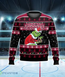 NHL Arizona Coyotes Grinch Logo New Ugly Xmas Sweater Gift For Holidays - NHL Arizona Coyotes Grinch New Style 2023 Ugly Christmas Sweater For Men And Women Photo 2