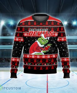 NHL New Jersey Devils Grinch Logo New Ugly Christmas Sweater For Men And Women - NHL New Jersey Devils Grinch New Style 2023 Ugly Christmas Sweater For Men And Women Photo 2