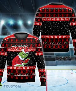 NHL New Jersey Devils Grinch Logo New Ugly Christmas Sweater For Men And Women - NHL New Jersey Devils Grinch New Style 2023 Ugly Christmas Sweater For Men And Women Photo 1