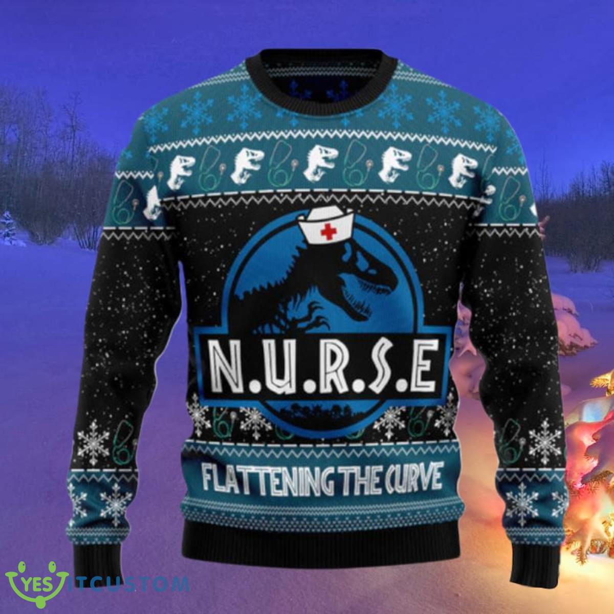 Nurse T Rex Ugly Christmas Sweaters Unique Gift 3 Nurse T Rex Ugly Christmas Sweaters Unique Gift Product Photo 1