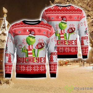 Ohio State Buckeyes Grinch Snowflake Pattern Ugly Sweater Christmas Product Photo 1