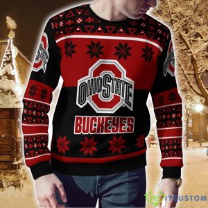 Ohio State Buckeyes Logo Big Snowflake Pattern Ugly Christmas Sweater 3 Ohio State Buckeyes Logo Big Snowflake Pattern Ugly Christmas Sweater Product Photo 2