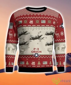 P-3 Orion P3 Aircraft Ugly Christmas Sweater Christmas Gift Veteran 3D Sweater Red Corlor Product Photo 2