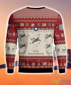 P-61 Black Widow P61 Aircraft Ugly Christmas Sweater Christmas Gift Veteran 3D Sweater Red Corlor Product Photo 3