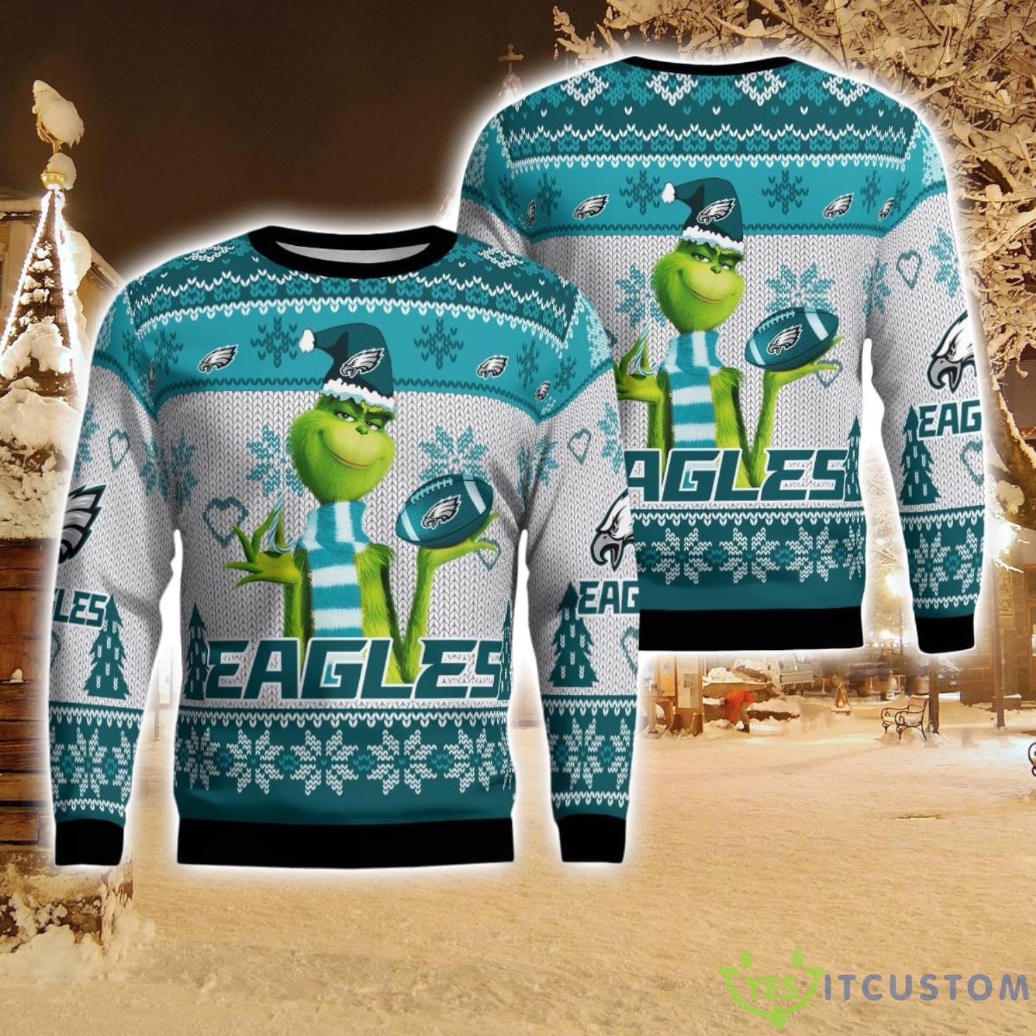 Philadelphia Eagles Grinch Snowflake Pattern Ugly Sweater Christmas 5 Philadelphia Eagles Grinch Snowflake Pattern Ugly Sweater Christmas Product Photo 1