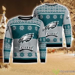 Philadelphia Eagles Logo Big Snowflake Pattern Ugly Christmas Sweater Product Photo 1