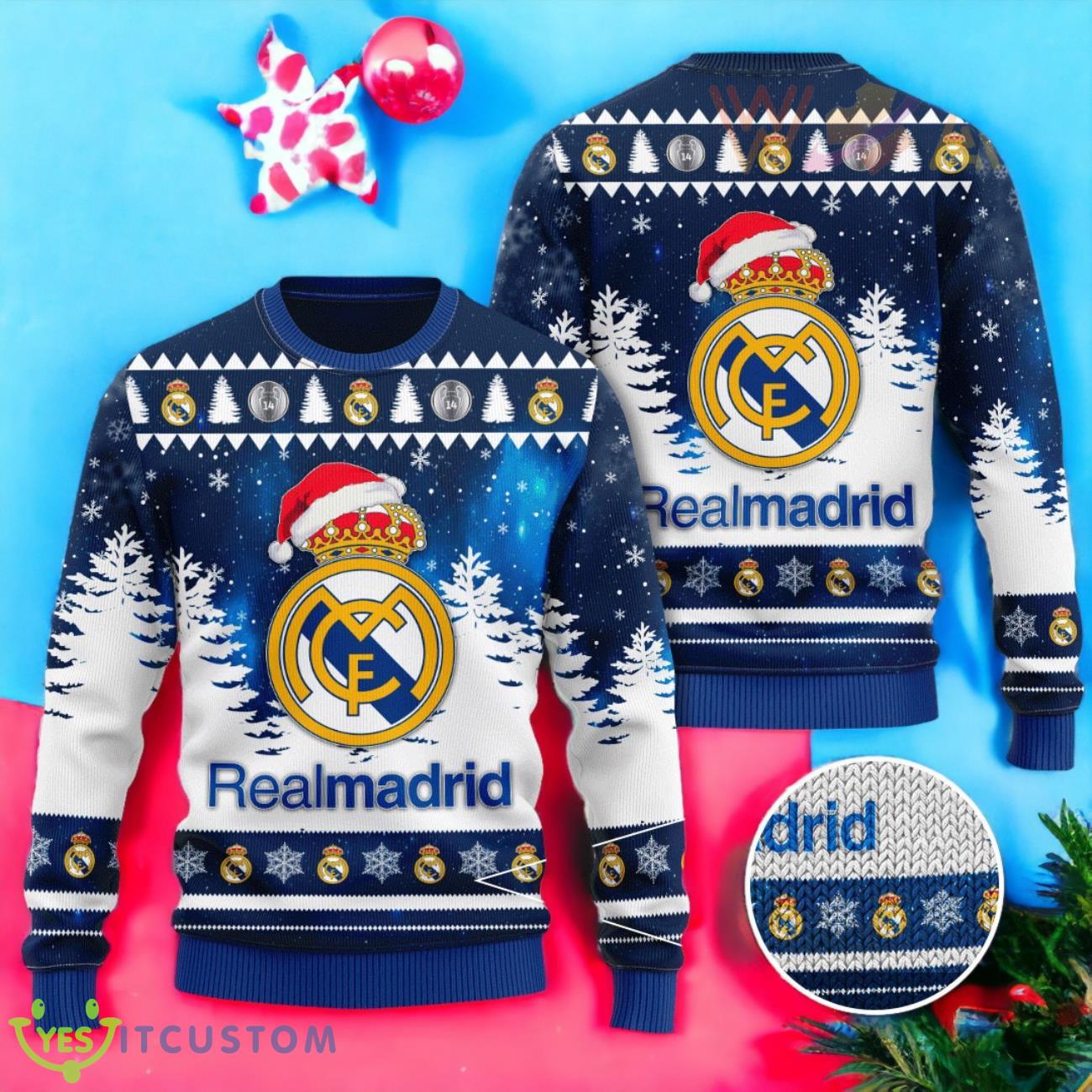Real Madrid 3D Christmas Sweater 2023 3 Real Madrid 3D Christmas Sweater 2023 Product Photo 1