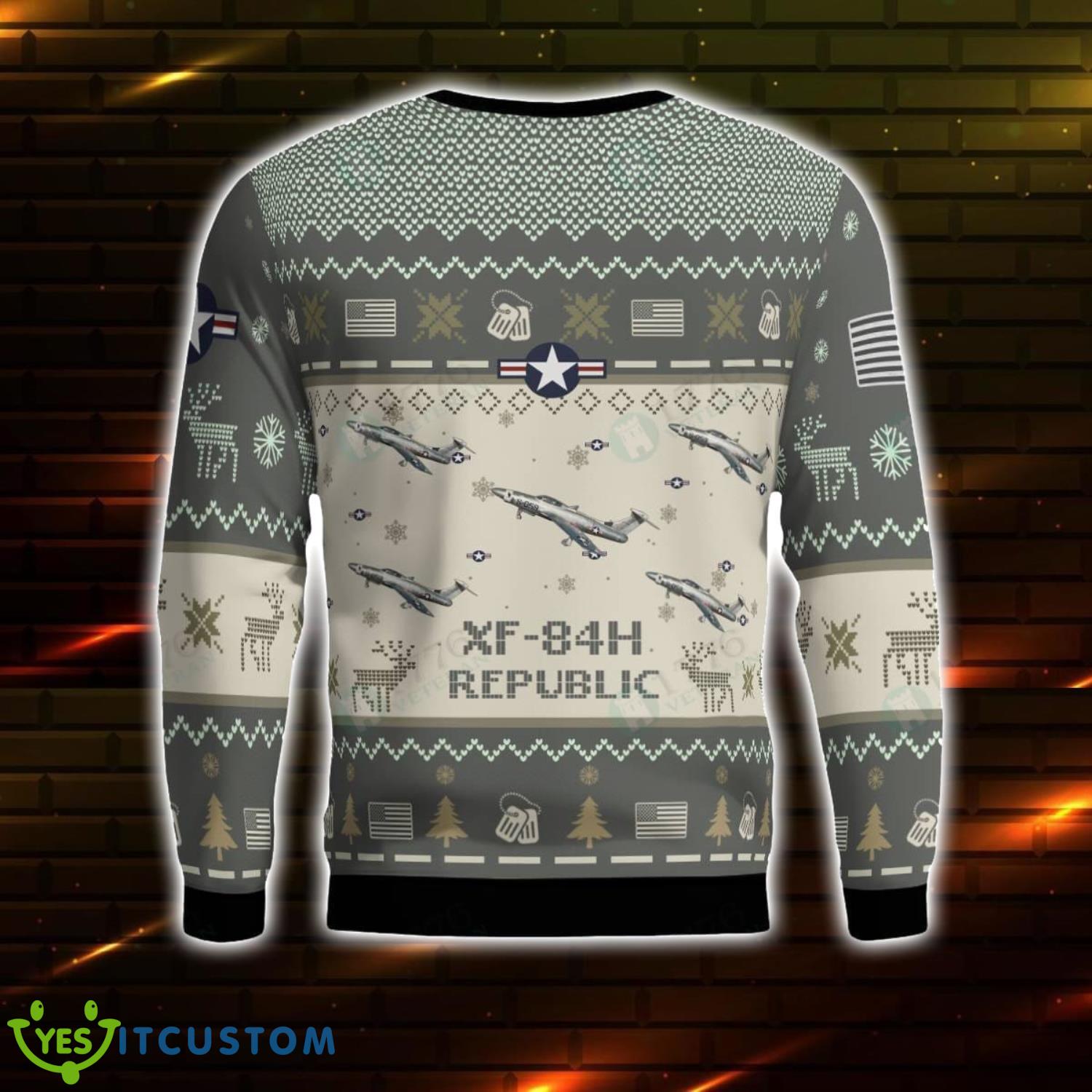 Republic XF-84H XF84H 3D Aircraft Ugly Sweater Christmas Gift For Men And Women 6 Republic XF-84H XF84H 3D Aircraft Ugly Sweater Christmas Gift For Men And Women Product Photo 2
