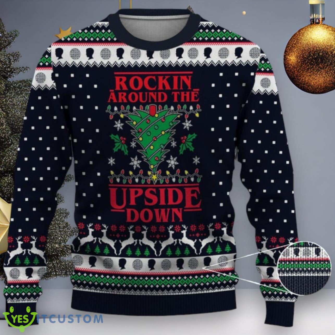Rocking Around The Upside Down Ugly Christmas Sweater 3 Rocking Around The Upside Down Ugly Christmas Sweater Product Photo 1